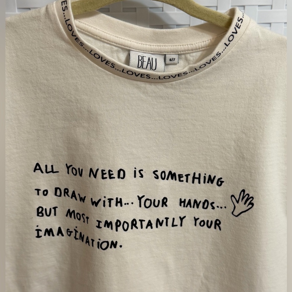 Cream Graphic Short-Sleeve Kids Tee - 'Imagination'